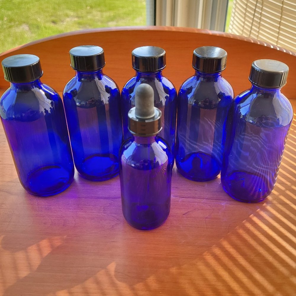 Cobalt Glass Bottles Bundle of 6